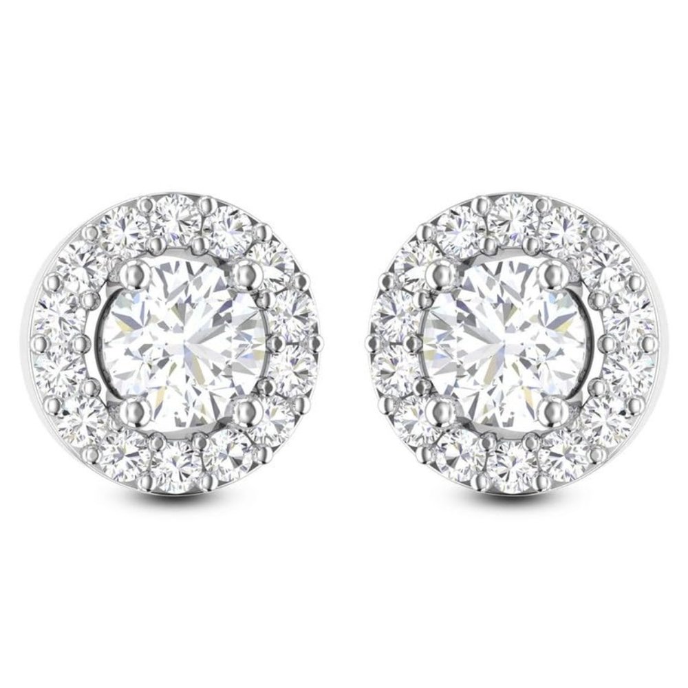 2.0 CTW Round Cut Lab Created Diamond Halo Stud Earrings